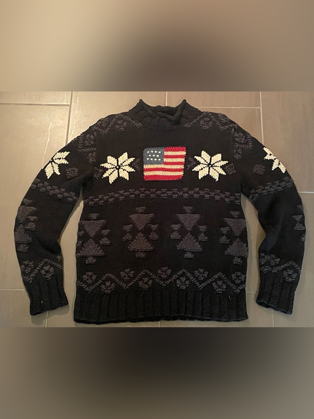 90s Ralph Lauren Polo Sport Snowflake US Flag Sweater